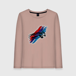 Лонгслив хлопковый женский BMW, цвет: пыльно-розовый