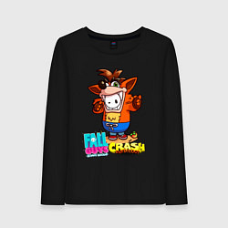 Лонгслив хлопковый женский Fall Guys CRASH лис, цвет: черный