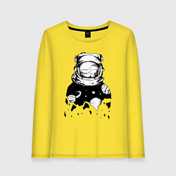 Лонгслив хлопковый женский Космонавт, цвет: желтый