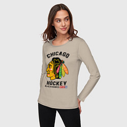 Лонгслив хлопковый женский CHICAGO BLACKHAWKS NHL, цвет: миндальный — фото 2