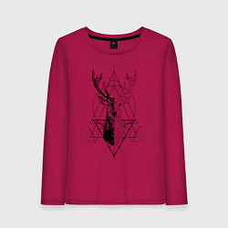 Лонгслив хлопковый женский Polygonal deer, цвет: маджента