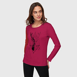 Лонгслив хлопковый женский Polygonal deer, цвет: маджента — фото 2