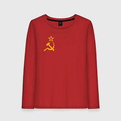Лонгслив хлопковый женский Флаг СССР, цвет: красный