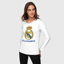 Лонгслив хлопковый женский Real Madrid FC, цвет: белый — фото 2