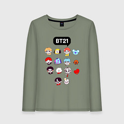 Лонгслив хлопковый женский BTS BT21, цвет: авокадо