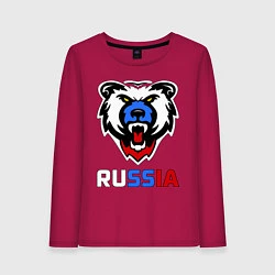 Лонгслив хлопковый женский Русский медведь, цвет: маджента
