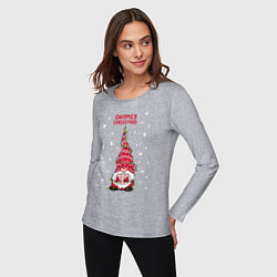 Лонгслив хлопковый женский Гном с подарком, цвет: меланж — фото 2