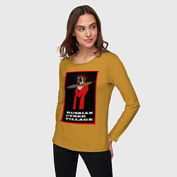 Лонгслив хлопковый женский Russian Cyber Village, цвет: горчичный — фото 2