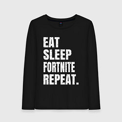 Лонгслив хлопковый женский EAT SLEEP FORTNITE REPEAT, цвет: черный