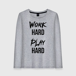 Лонгслив хлопковый женский Work hard Play hard, цвет: меланж