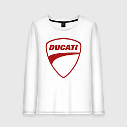 Лонгслив хлопковый женский Ducati Logo Дукати Лого Z, цвет: белый