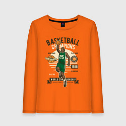 Лонгслив хлопковый женский Баскетбол, цвет: оранжевый