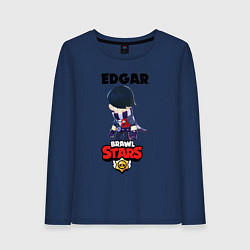 Лонгслив хлопковый женский BRAWL STARS EDGAR, цвет: тёмно-синий