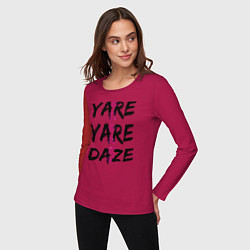 Лонгслив хлопковый женский YARE YARE DAZE, цвет: маджента — фото 2