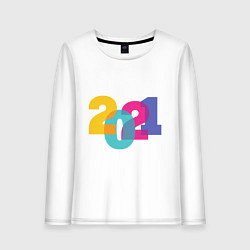 Лонгслив хлопковый женский Новый год 2021, цвет: белый