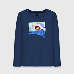Лонгслив хлопковый женский Aqua, цвет: тёмно-синий