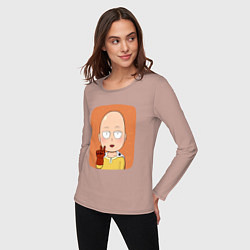 Лонгслив хлопковый женский Сайтама One Punch Man, цвет: пыльно-розовый — фото 2