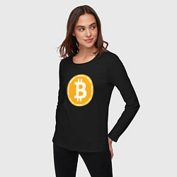 Лонгслив хлопковый женский Bitcoin Биткоин, цвет: черный — фото 2