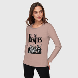 Лонгслив хлопковый женский The Beatles, цвет: пыльно-розовый — фото 2