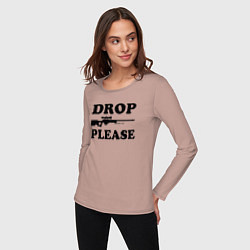 Лонгслив хлопковый женский Drop Please, цвет: пыльно-розовый — фото 2