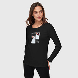 Лонгслив хлопковый женский Pop Cat, цвет: черный — фото 2