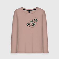 Лонгслив хлопковый женский Leaves, цвет: пыльно-розовый