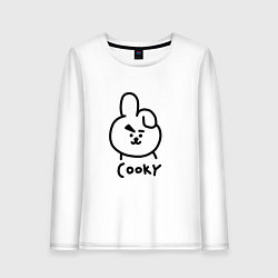 Лонгслив хлопковый женский COOKY BTS, цвет: белый