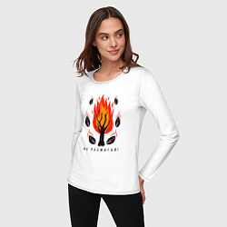 Лонгслив хлопковый женский Не разжигай огонь в лесу, цвет: белый — фото 2
