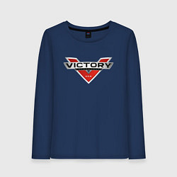 Лонгслив хлопковый женский Victory USA Мото Лого Z, цвет: тёмно-синий
