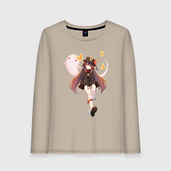 Лонгслив хлопковый женский Ху Тао, цвет: миндальный