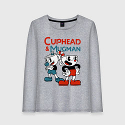 Лонгслив хлопковый женский Cuphead & Mugman, цвет: меланж