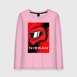 Лонгслив хлопковый женский Nissan - Paint, цвет: светло-розовый