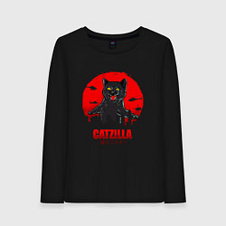 Лонгслив хлопковый женский КОТЗИЛЛА CATZILLA, цвет: черный