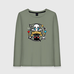 Лонгслив хлопковый женский THE BINDING OF ISAAC WHO AM I, цвет: авокадо