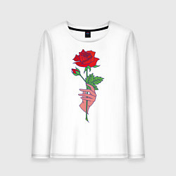 Лонгслив хлопковый женский Роза, цвет: белый