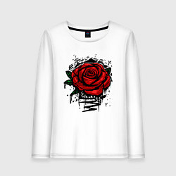 Лонгслив хлопковый женский Красная Роза Red Rose, цвет: белый