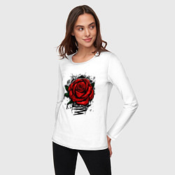 Лонгслив хлопковый женский Красная Роза Red Rose, цвет: белый — фото 2