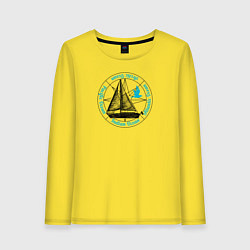 Лонгслив хлопковый женский Кораблик Океан, цвет: желтый