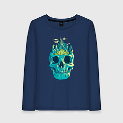 Лонгслив хлопковый женский Скала Черепа Skull Mountain, цвет: тёмно-синий