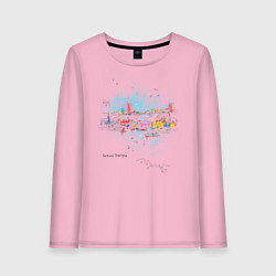 Лонгслив хлопковый женский Полёт над городом, цвет: светло-розовый