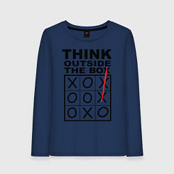 Лонгслив хлопковый женский THINK OUTSIDE THE BOX, цвет: тёмно-синий
