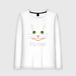 Лонгслив хлопковый женский Meow, цвет: белый