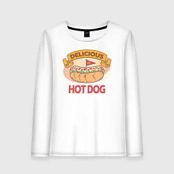 Лонгслив хлопковый женский Delicious Hot Dog, цвет: белый