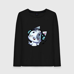 Женский лонгслив Котик в наушниках