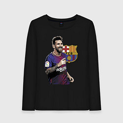Лонгслив хлопковый женский Lionel Messi Barcelona Argentina, цвет: черный