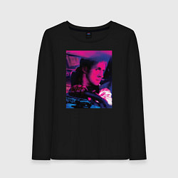 Лонгслив хлопковый женский Фильм драйв, цвет: черный