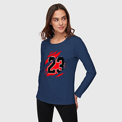 Лонгслив хлопковый женский Bulls 23, цвет: тёмно-синий — фото 2
