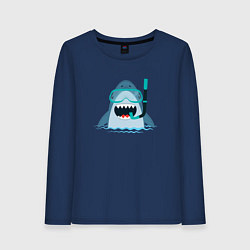 Лонгслив хлопковый женский Акула дайвер, цвет: тёмно-синий
