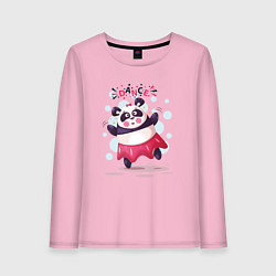 Лонгслив хлопковый женский Панда танец, цвет: светло-розовый