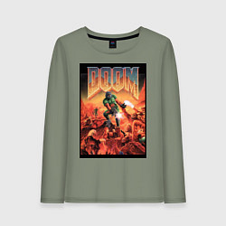 Лонгслив хлопковый женский DOOM игра, цвет: авокадо